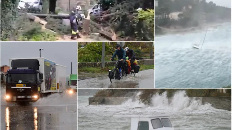 Orkanski vjetar u Dubrovniku čupao stabla, u Splitu fasadu sa škole i rasvjetu, a u Omišu nestala popularna plaža