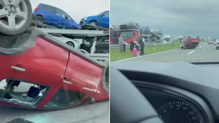 VIDEO Prometna nesreća na A3: Auto se prevrnuo na krov, žena izvlačila dijete iz njega?