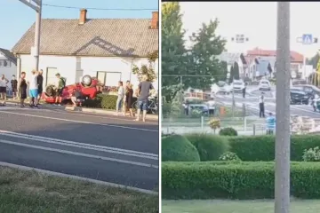 Auto završio na krovu nakon sudara, prolaznici snimili nestvaran prizor