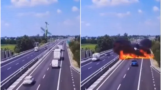 Avion se srušio nasred autoceste, poginulo dvoje ljudi: Snimka je zastrašujuća!
