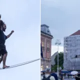 Pogledajte scene iz centra Zagreba: Mu&scaron;karac hodao po žici na visini od 30 metara