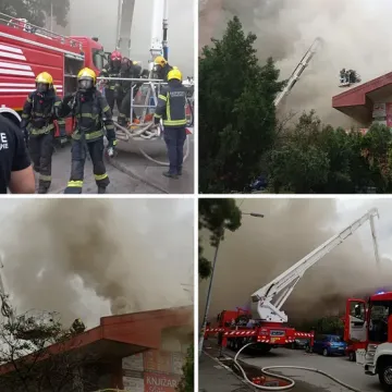 Vatra guta trgovački centar, &scaron;iri se gusti dim: Vatrogasaci se bore s buktinjom