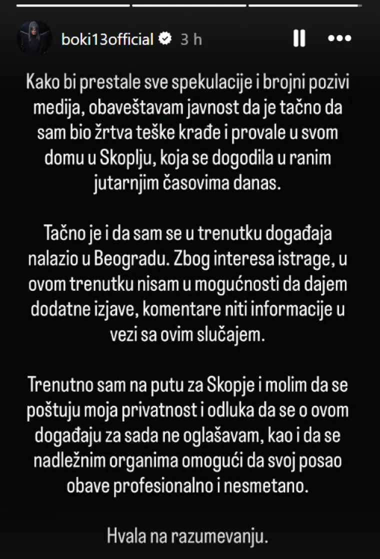 Boki 13 proživljava pravu noćnu moru: Opljačkan mu je dom u Skoplju