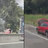 Požar zahvatio automobil na A1, pogledajte snimku: 'Stvarno je nastala velika gužva'