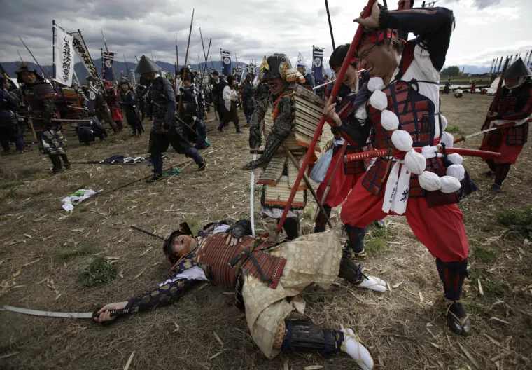 Prikaz rekonstrukcije bitke iz 16 st. kod Kawanakajima u Japanu