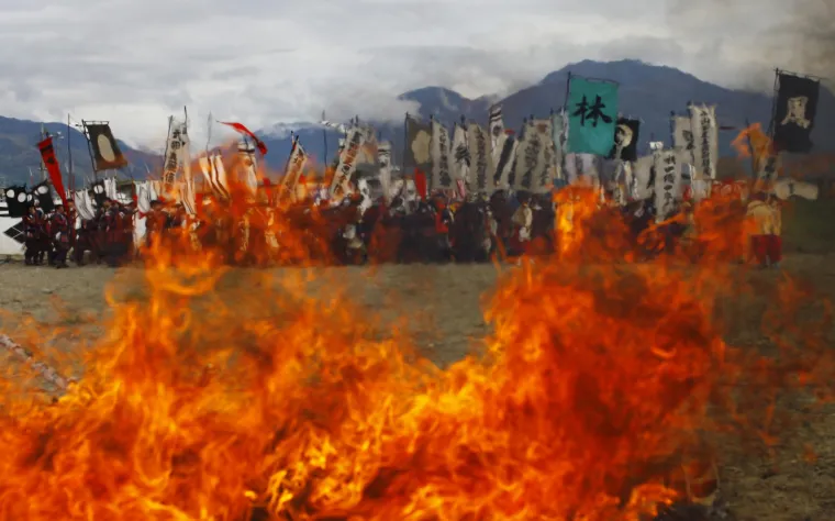 Prikaz rekonstrukcije bitke iz 16 st. kod Kawanakajima u Japanu