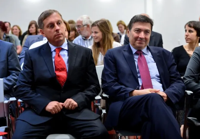 Hrvatski znanstvenik i profesor na Odsjeku za fiziku na Massachusetts Institute of Technology u Bostonu Marin Soljačić i ministar obrazovanja i znanosti Vedran Mornar.