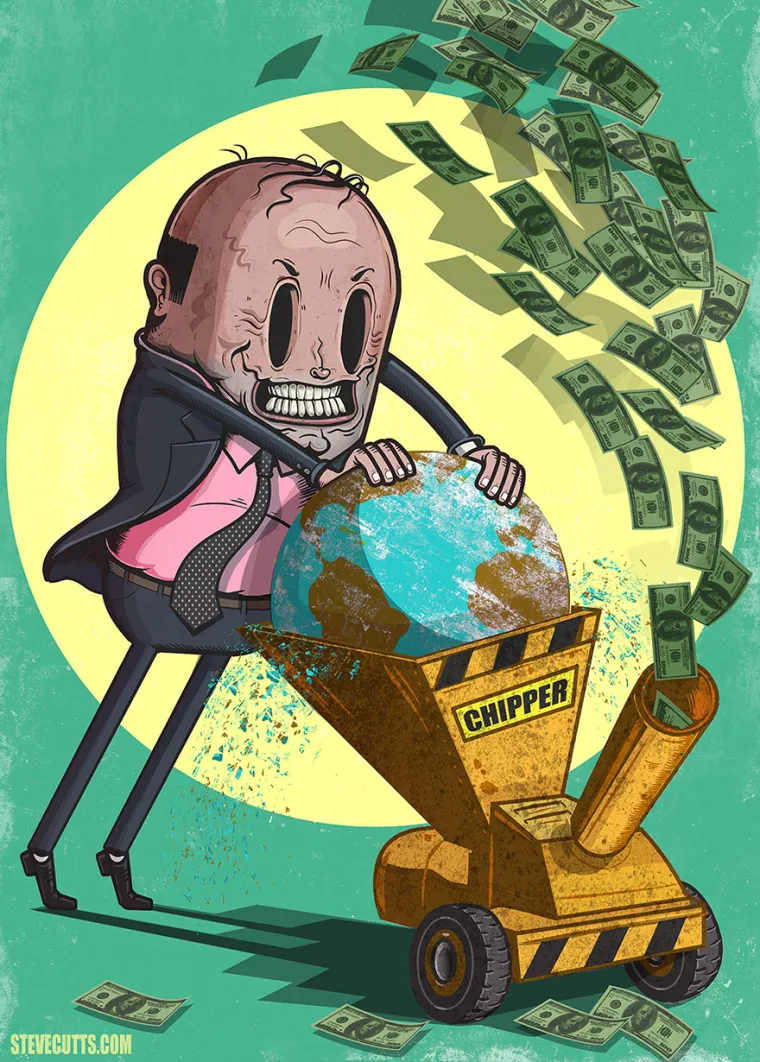 Steve Cutts je ilustrator i animator iz Londona koji je odlučio svojim ilustracijama prikazati surovu stvarnost ljudske svakodnevice opsjednute radom i konzumerizmom.