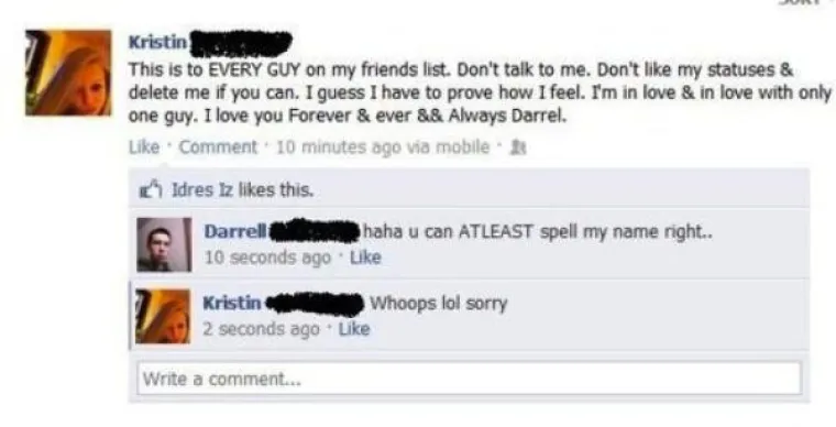 Toliko je zaljubljena da ne zna niti pravilno napisati ime svoje ljubavi.