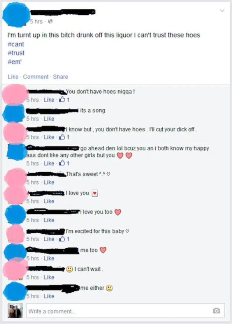 On citira pjesmu o kujama, ona tvrdi da će mu odrezat penis, na kraju se pomire i zaključe da jedva čekaju da ona rodi. Posve normalan par.