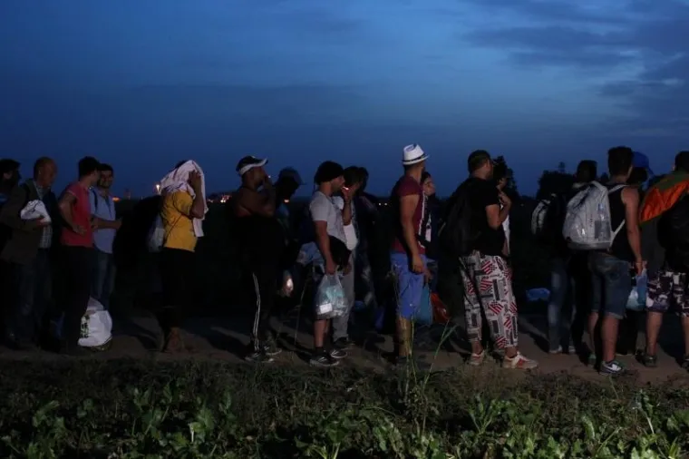 Izbjeglice cijeli dan ilegalno prelaze granicu RH kod Tovarnika. Iako je pao mrak ljudi i dalje po mraku kroz polje ulaze u Hrvatsku. Hrvatska policija čeka ih u polju, te policijskim kombijima prevozi u policijsku postaju Tovarnik.