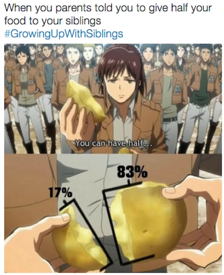 Kada vam roditelji kažu da im date pola svoje hrane.