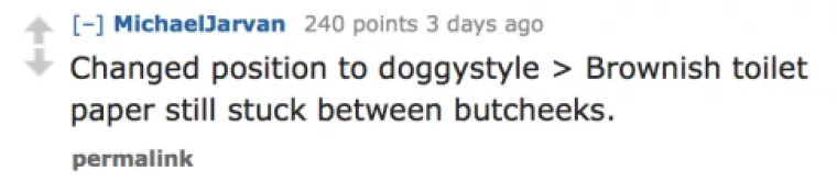 Prebacili smo se u doggy stil - imala je prljavi komad toaletnog papira zalijepljen između guzova.