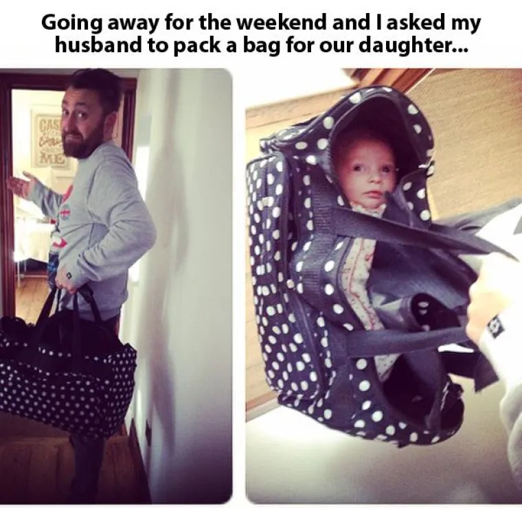 Spremali su se na put pa je žena rekla da spremi torbu za njihovu kćer.