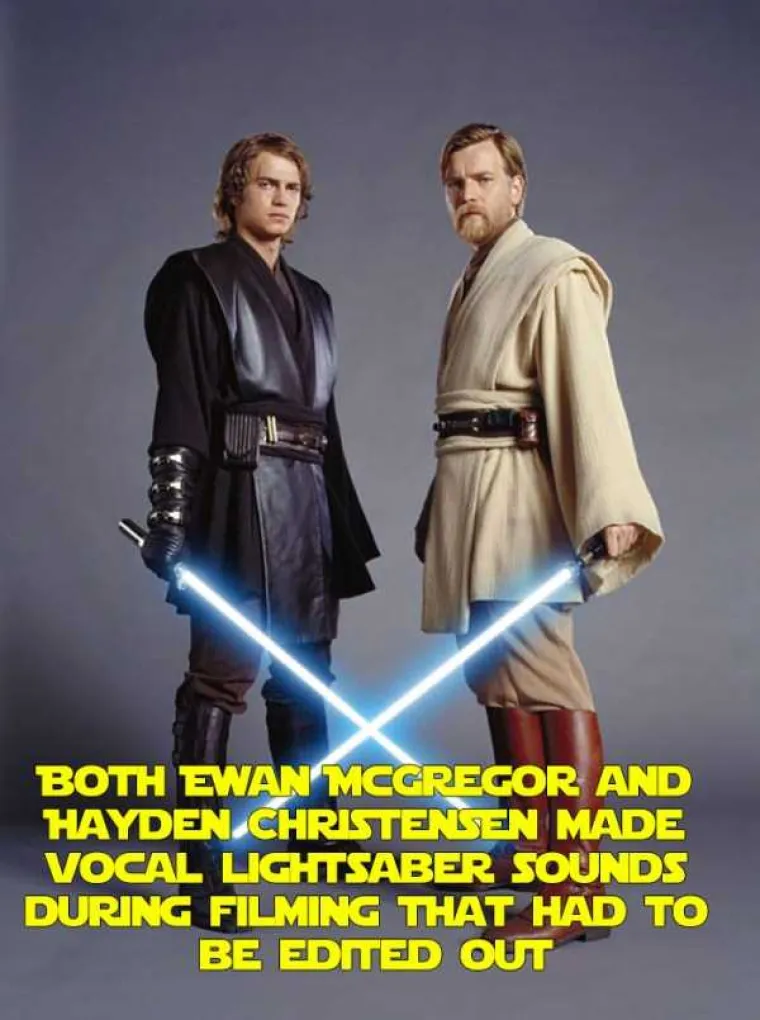 I Ewan McGregor i Hayden Christensen proizvodili su zvukove lightsabera dok su snimali scene u kojima se bore.