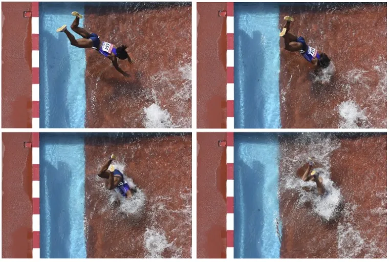 Panamska atletičarka Rolanda Bell pala je u vodu tijekom utrke na 300 metara s preponama na Svjetskom prvenstvu