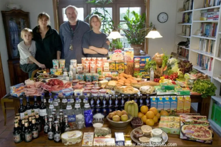 Američki slobodni novinar i fotograf Peter Menzel pratio je 30 obitelji diljem svijeta u kupovini i nabavljanju namirnica te kuhanju te u svojoj seriji 'Hungry Planet: What the World Eats' otkrio koliko neka obitelj iz određene zemlje tjedno odvoji za hranu. U Njemačkoj je to 500.07 dolara (3519.38 kuna)