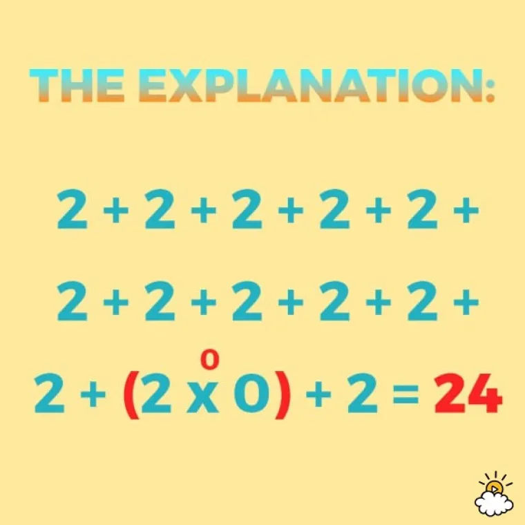 Za početak, najjednostavnije. Kako se matematičke operacije rješavaju od višeg stupnja prema nižem, ako jednostavno prvo riješite množenje, dalje se možete lijepo igrati zbrajanjem i dobiti točni rezultat.