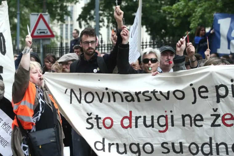 Prosvjed novinara u Zagrebu
