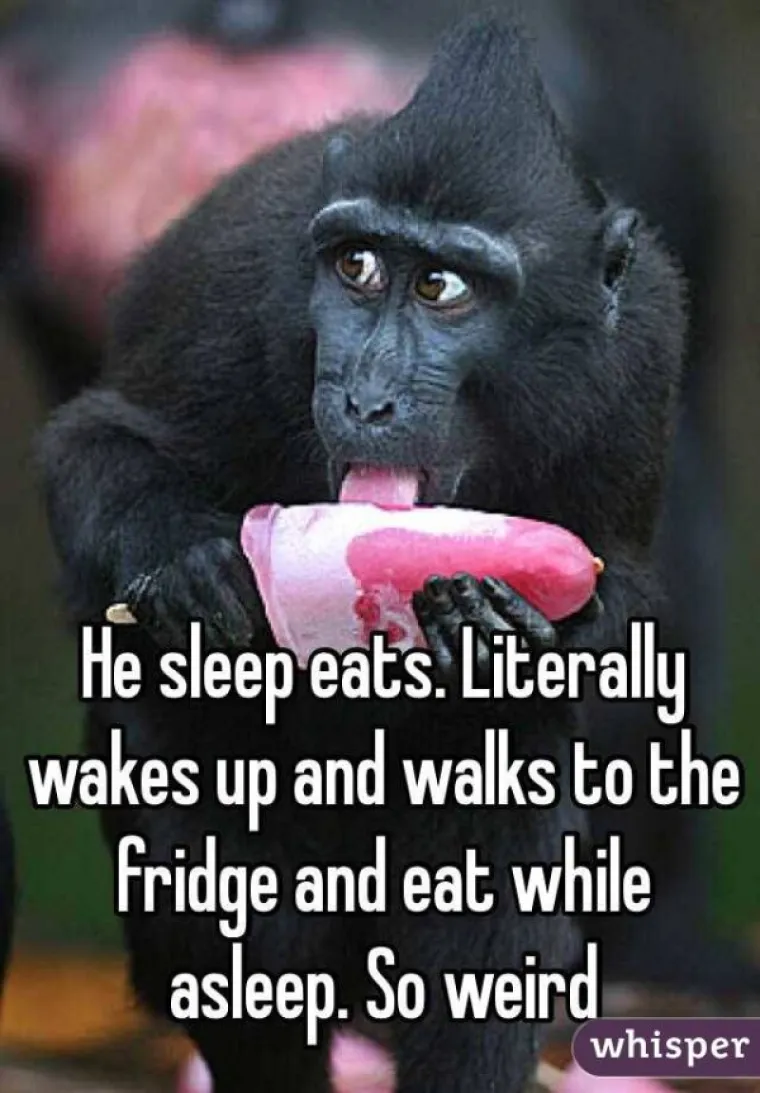 On jede u snu. Doslovno se ustane i ode do hladnjaka dok spava.