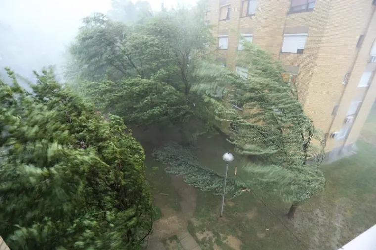 SLIKE KAOSA U OSIJEKU: Nevrijeme čupalo stabla, trgalo krovove, potapalo aute