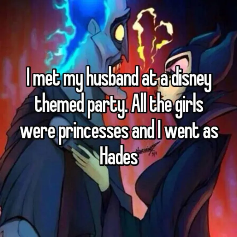 Upoznala sam svog muža na kostimiranoj zabavi na temu Disneya... Sve su cure bil princeze, a ja sam do&scaron;la kao Had