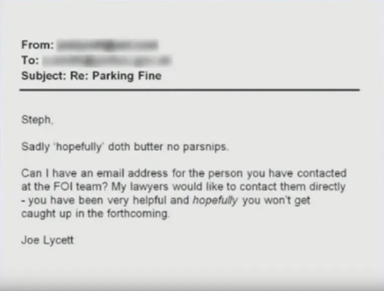 Joe mu je odgovorio da NADA nije dovoljna te je zatražio email adresu odgovorne osobe kako bi njegovi odvjetnici mogli stupiti u direktan kontakt. Također je poručio službeniku kako se NADA da to neće imati nuspojave po njega jer je bio vrlo susretljiv.