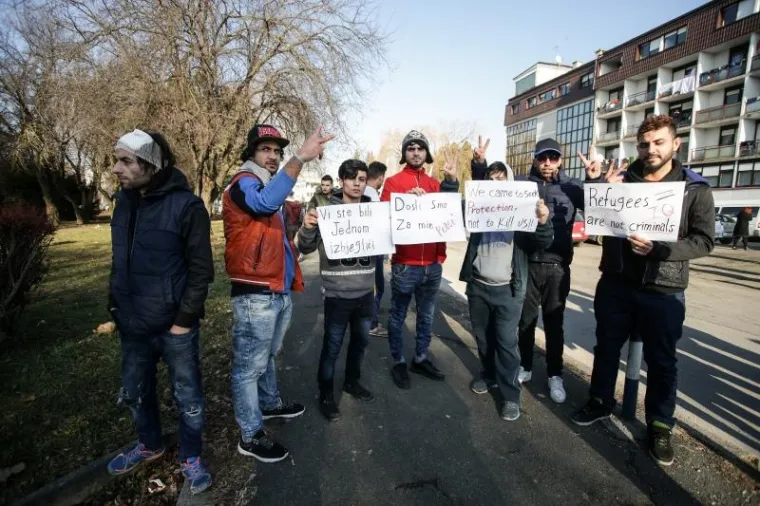 Prosvjed azilanata ispred zagrebačkog hotela Porin