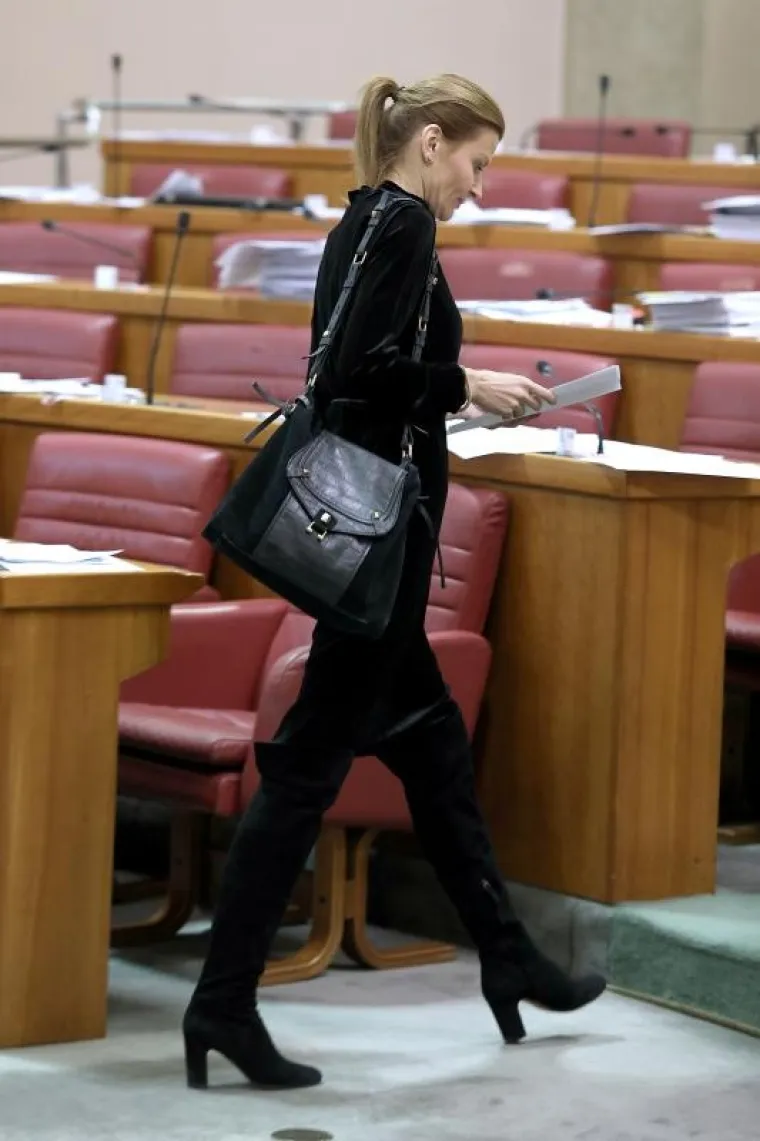 SDP-ovka je odjenula tamnu haljinu i visoke crne čizme.