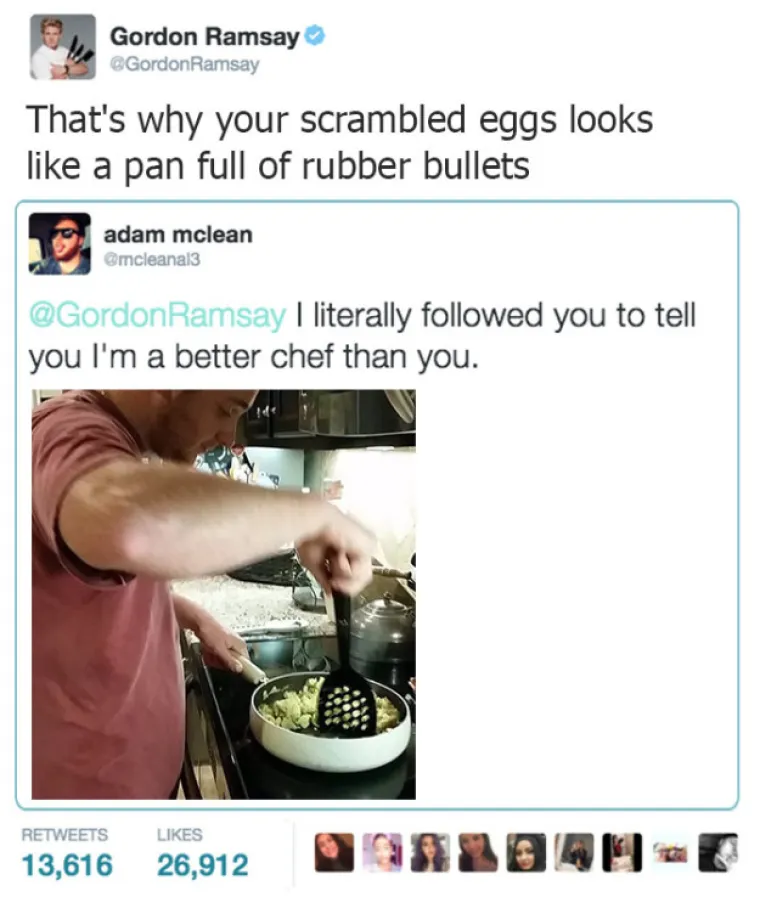 &Scaron;ALJU NAJBIZARNIJE SLIKE SLAVNOM KUHARU: Gordon Ramsay opleo po svojim obožavateljima na Twitteru