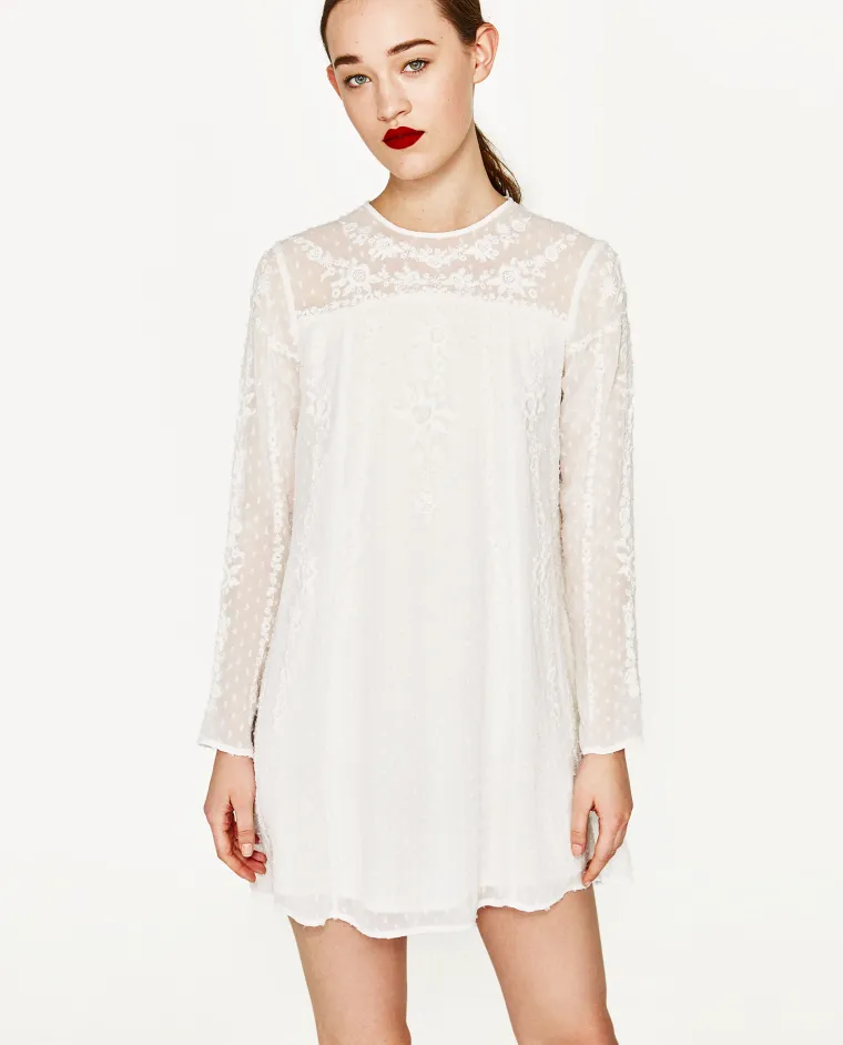 Haljina s izvezenim cvijećem i točkicama, Zara, 299,90 kuna