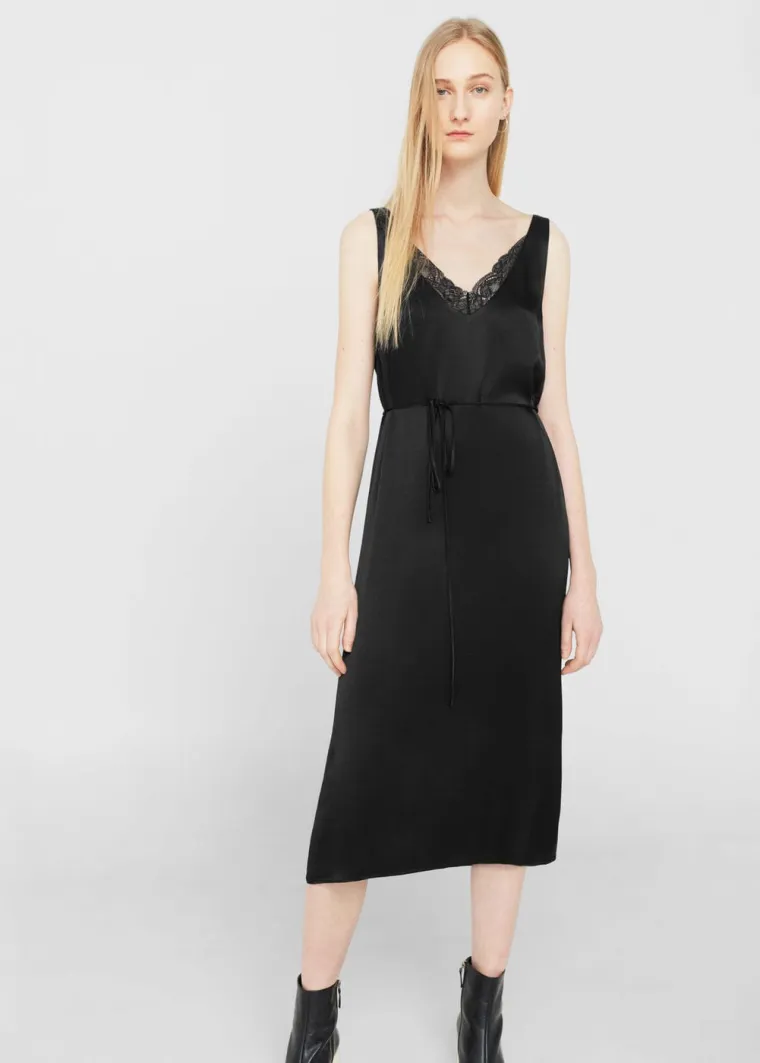 Crna satenska haljina, Mango, 449,90 kuna