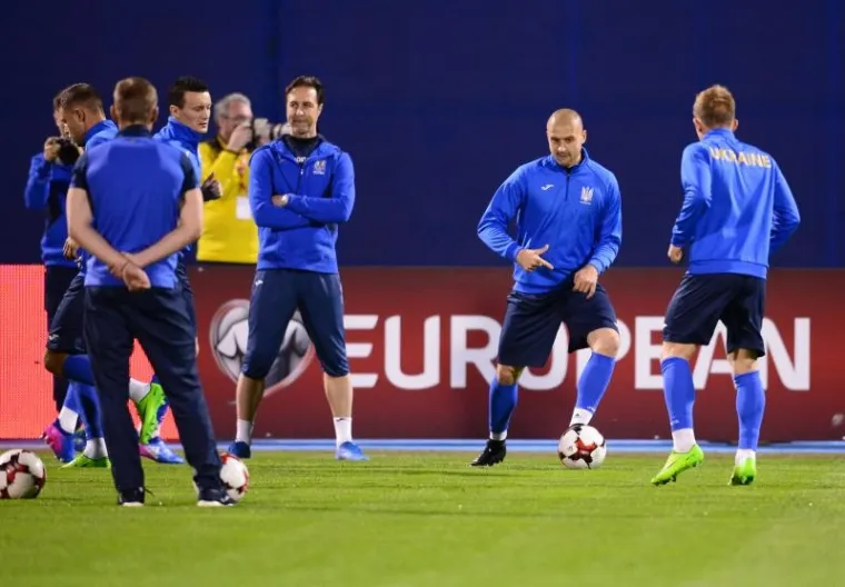 Trening ukrajinske nogometne reprezentacije uoči kvalifikacijske utakmice za Svjetsko prvenstvo u Rusiji s Hrvatskom.