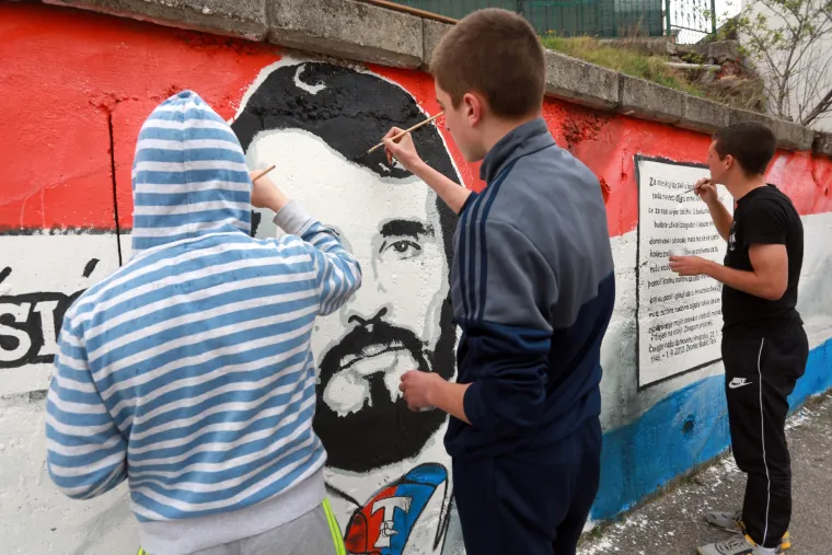 Torcidini crtači dio zida u Vukovarskoj posvetili Radiću, B. Bu&scaron;iću, Bare&scaron;iću i Z. Bu&scaron;iću
