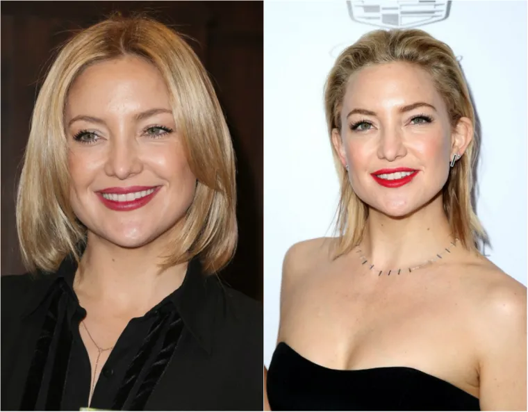 Glumica Kate Hudson i na lijevoj i na desnoj fotografiji ima potpuno istu duljinu kose, ali joj desna frizura puno bolje pristaje, jer je čini opu&scaron;tenijom i puno mlađom te joj otkriva lice, dok joj frizura na lijevoj fotografiji čini potpuno suprotno.