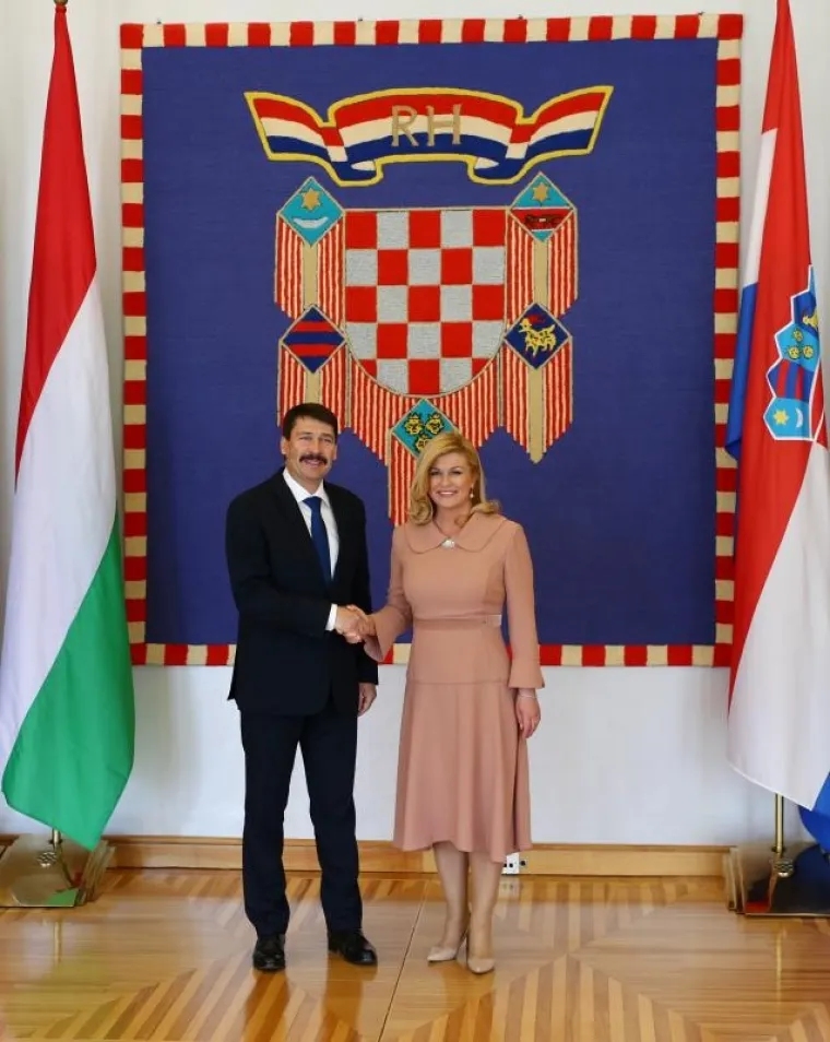 Ceremonija svečanog dočeka mađarskog predsjednika Adera u Uredu predsjednice RH