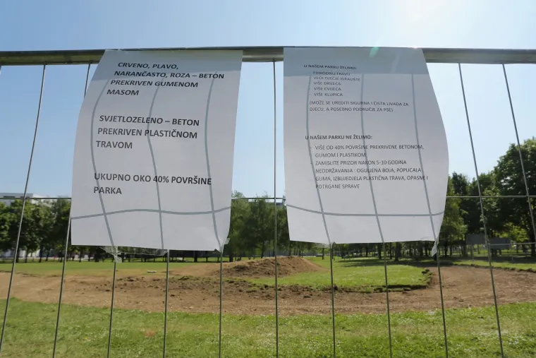 U parku Savica građani se okupljaju kako bi spriječili radove uređenja parka