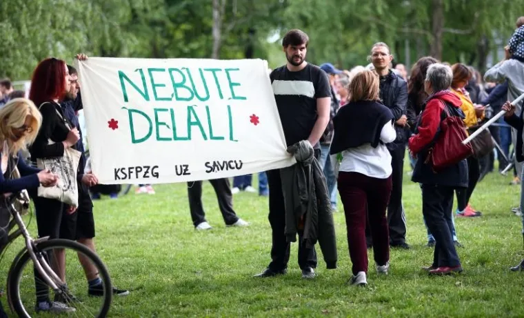 U parku na Savici održana su dva prosvjeda za uređenje i protiv pokrenutog uređenja parka. Prosvjednike je zbog napetosti razdvajala i interventna polcija