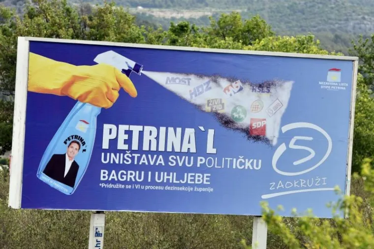 STIPE PETRINA IMA NAJURNEBESNIJI PREDIZBORNI PLAKAT: 'Petrina'l - uništava svu političku bagru i uhljebe'