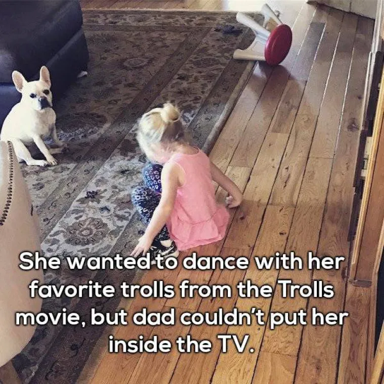 Htjela je plesati s trolovima iz omiljenog crtića, ali je tata nije mogao staviti u TV.