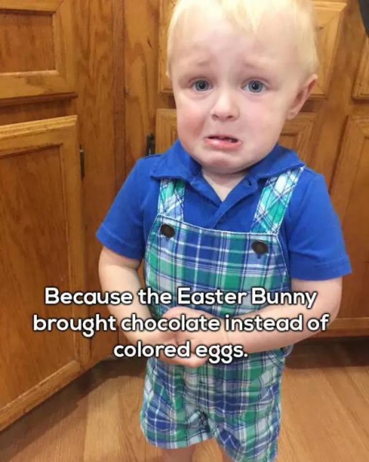 Uskrsni zeko mu je donio čokoladu umjesto obojenih jaja.