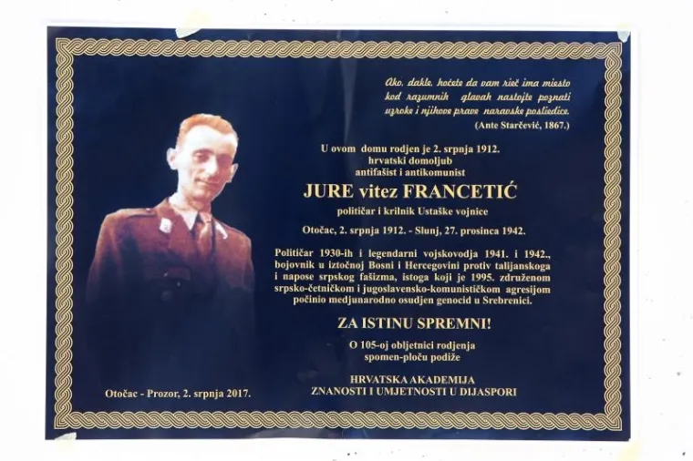 SPOMEN PLOČA 'USTA&Scaron;I ANTIFA&Scaron;ISTU': Kad nisu mogli na kuću, zalijepili ju na spomenik braniteljima