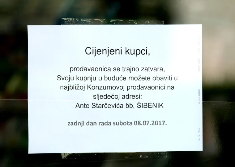 Počelo zatvaranje Konzumovih trgovina u &Scaron;ibenskoj-kninskoj županiji