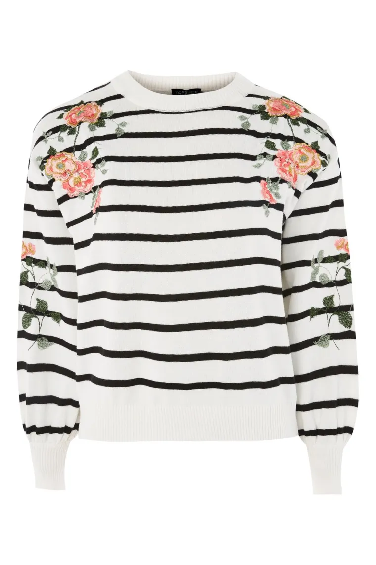 Džemper s prugicama i cvjetnim motivom, Topshop, 322,19 kuna