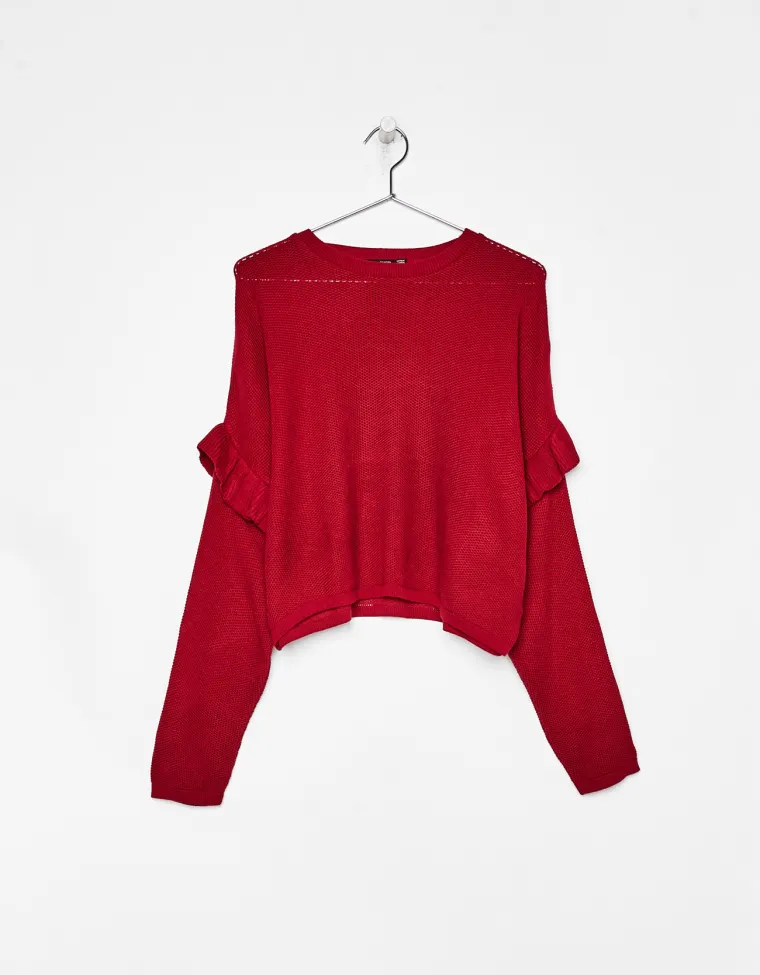 Pulover s volanima na rukavima, Bershka, 169,90 kuna
