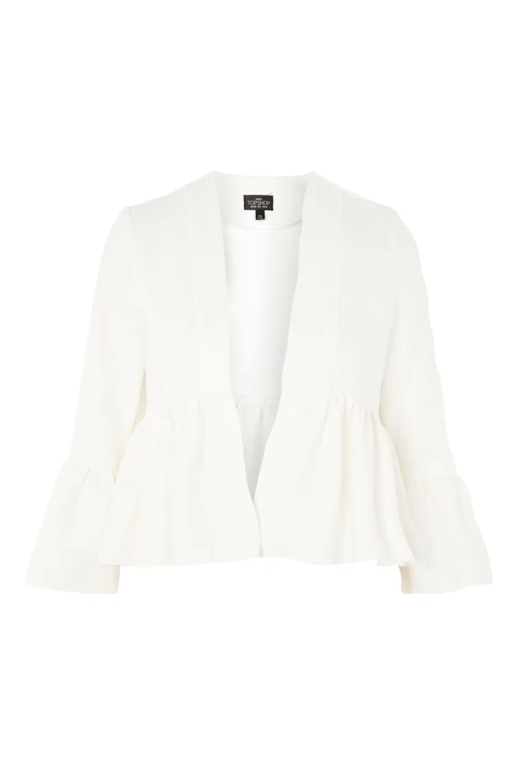 Cropped sako s volanom i zvonolikim rukavima, Topshop, 368,81 kuna