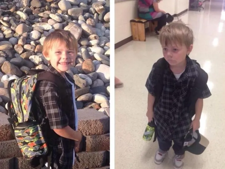 Nije im lako: fotke klinaca prije i poslije prvog dana &scaron;kole