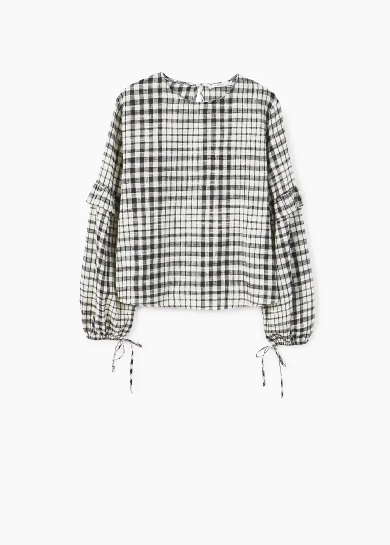 Karirana bluza sa širokim rukavima, Mango, 249,90 kuna