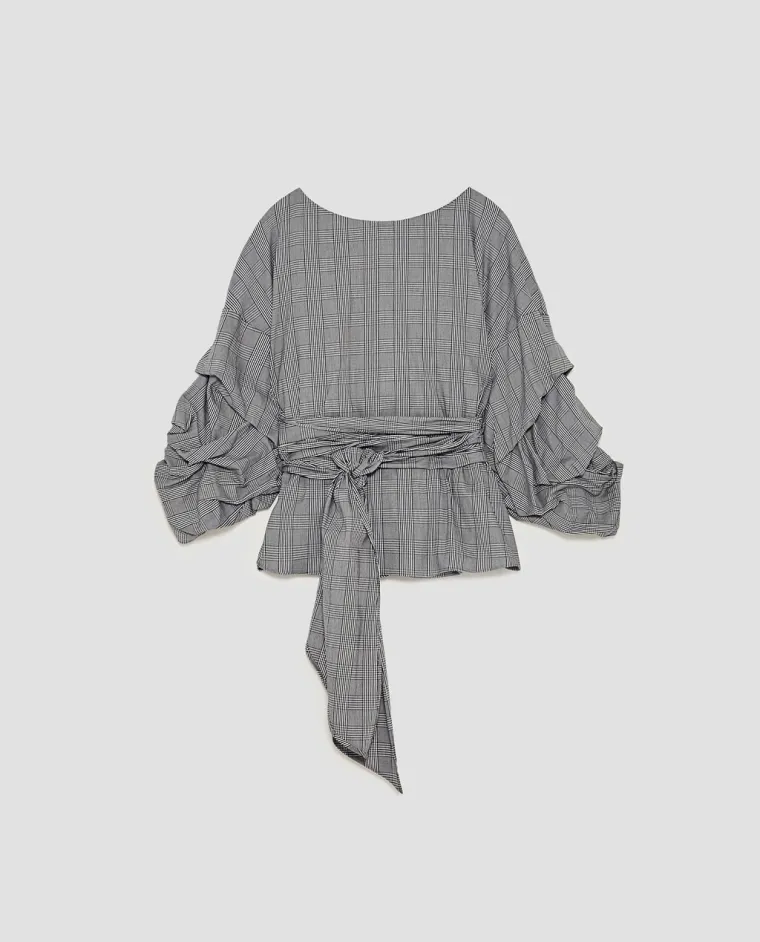 Karirana bluza na preklop, Zara, 229,90 kuna