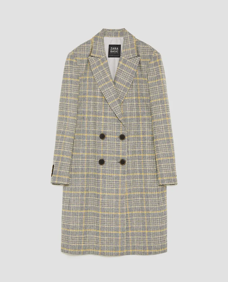 Karirani vuneni kaput, Zara, 549,90 kuna